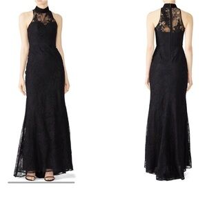 Badgley Mischka Black Lace Column Gown size 0